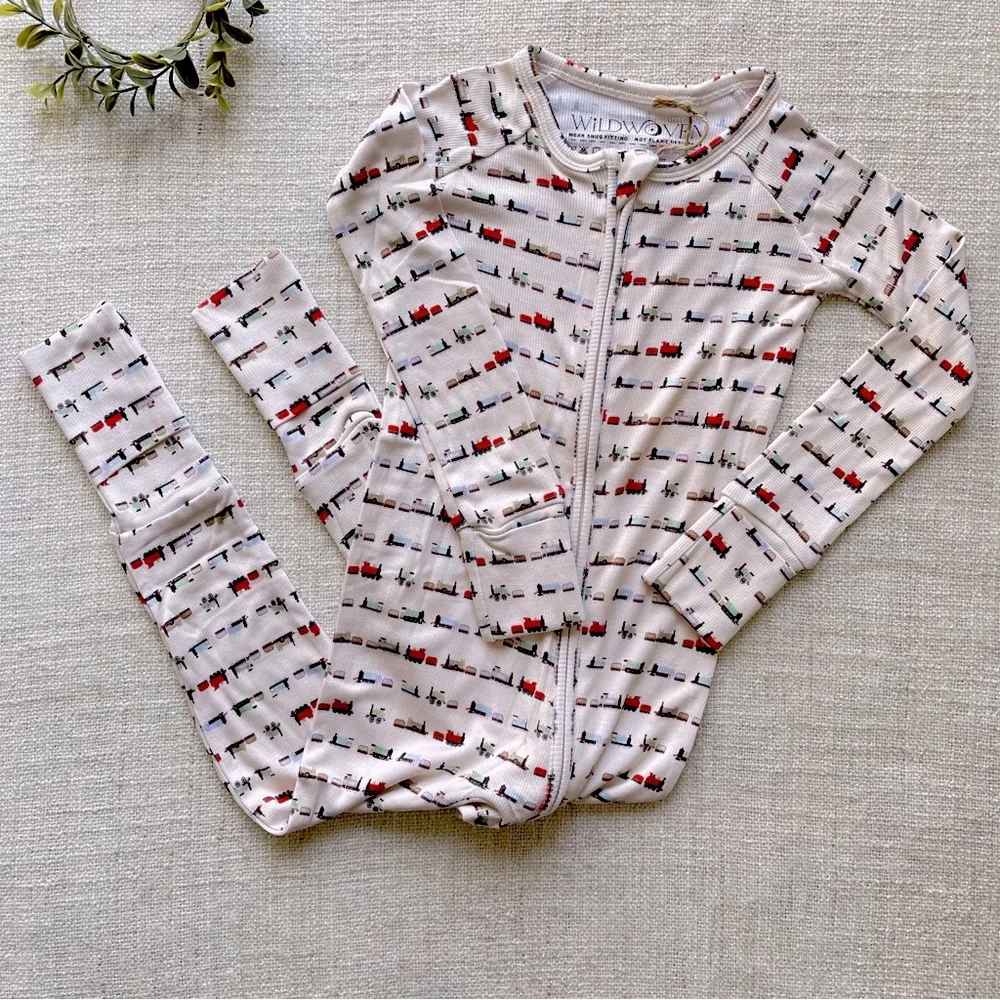 NWT Wildwoven Trains Whistlestop Ribbed Zip Romper 2T - Picture 2 of 5